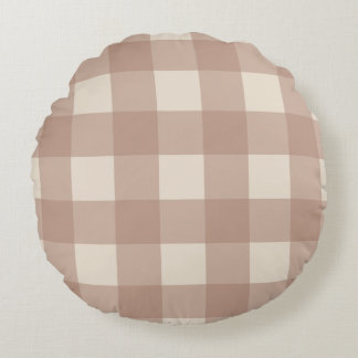 Almohada de gingham neutra cálida - Redonda