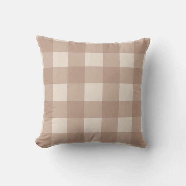 Almohada de Gingham Neutral Cálida (Anverso)