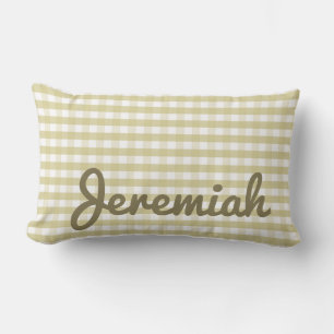 Almohada de gingham para nursery con nombre