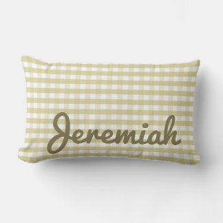 Almohada de gingham para nursery con nombre