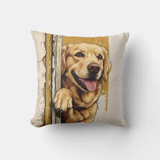 Almohada de Golden Retriever Mirando por la Puerta