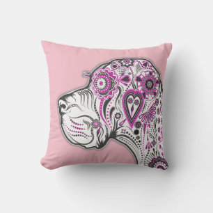 Almohada de Gran Danés de azúcar calavera al aire