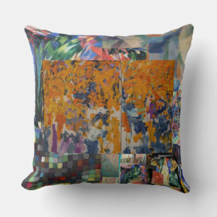 almohada de gran lanzamiento con collage abstracto