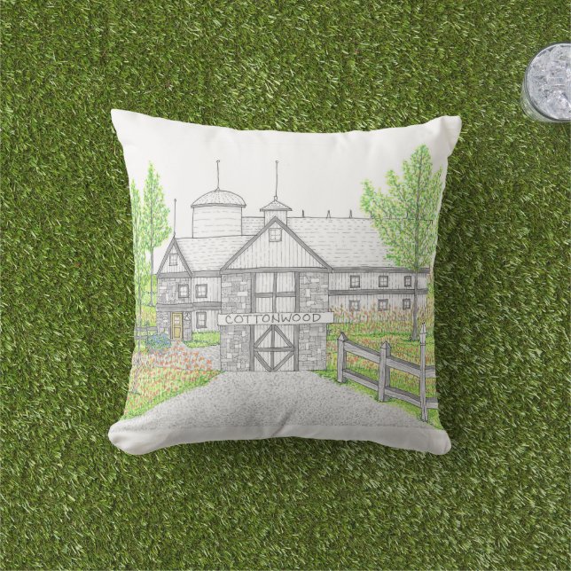 Almohada de granja de algodón de 16x16 para exteri (Césped)