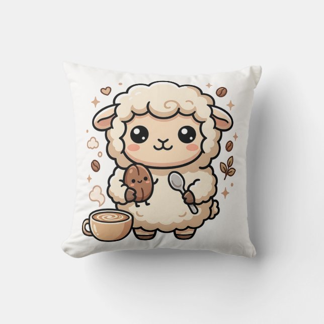 Almohada de grano de café de oveja linda (Anverso)