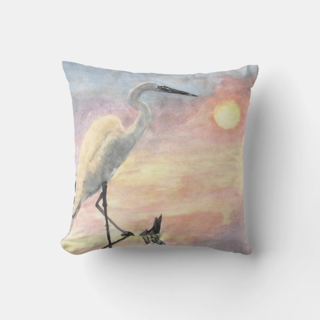 almohada de grulla de acuarela (Anverso)