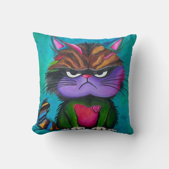 Almohada de Grumpy Kitty, 16 x 16 (Anverso)