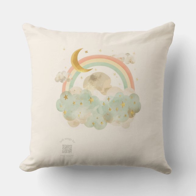 Almohada de guardería Arcoíris Acuarela | Luna Cre (Anverso)