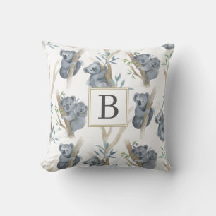 Almohada de guardería bebé neutra con monograma de