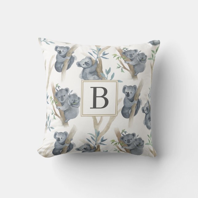 Almohada de guardería bebé neutra con monograma de (Anverso)