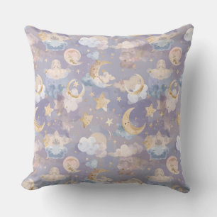 Almohada de guardería celeste al acuarela Lunas