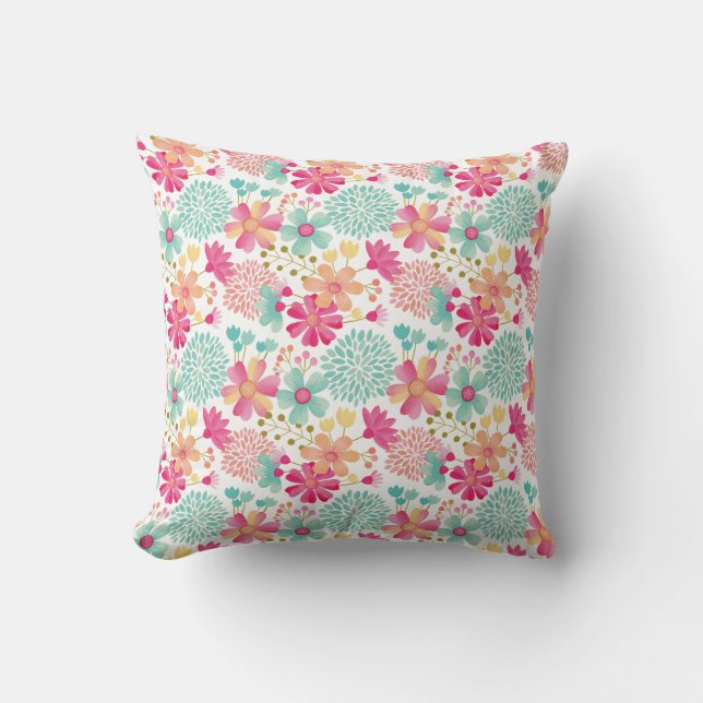 Almohada de guardería con estampado floral pintado (Anverso)