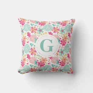 Almohada de guardería con patrón floral de carta p