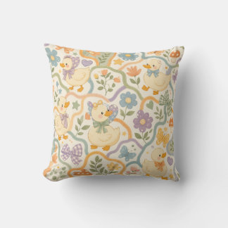 Almohada de guardería con patrón pastel de patito 