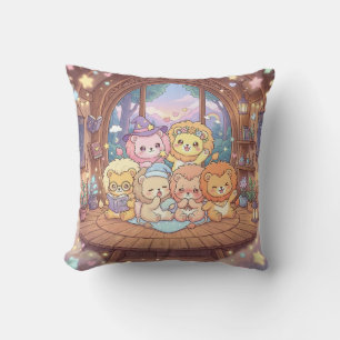 Almohada de guardería de amigos león acogedores