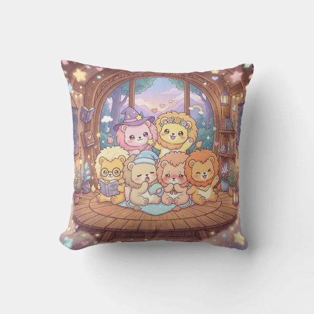Almohada de guardería de amigos león acogedores (Anverso)