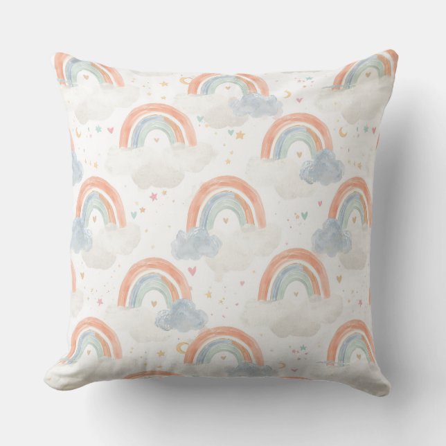 Almohada de guardería de arcoíris pastel soñador | (Anverso)