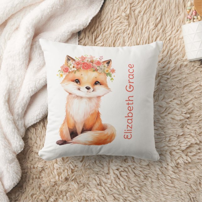 Almohada de guardería de flores rosadas de zorro b (Manta)