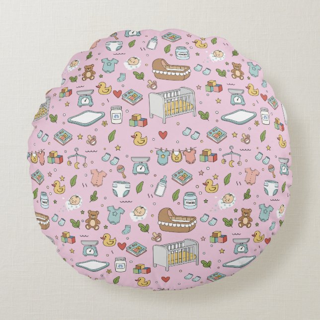 Almohada de guardería de osito de peluche pastel (Anverso)