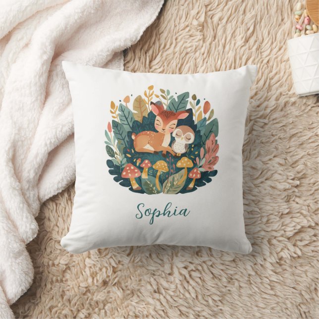 Almohada de guardería floral de cervatillo del bos (Manta)