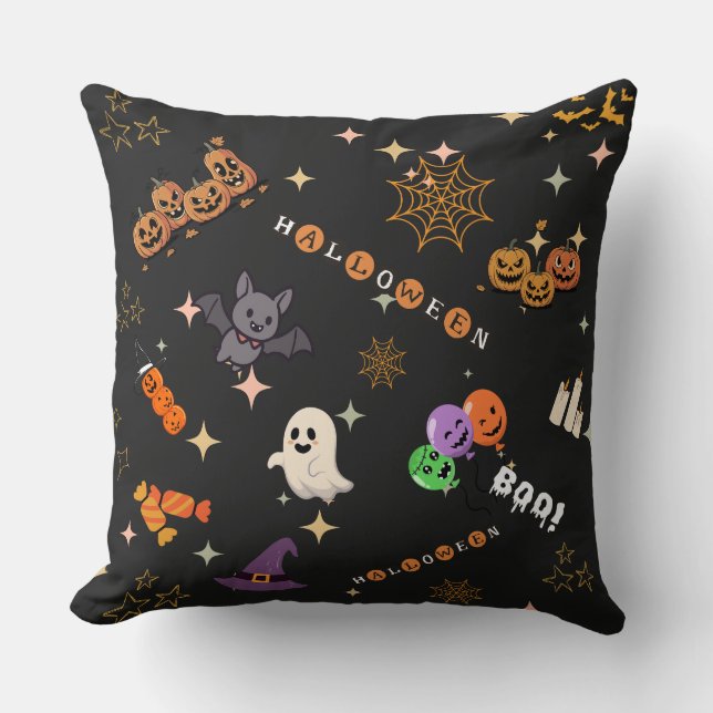 Almohada de Halloween adorable con patrón espeluzn (Anverso)