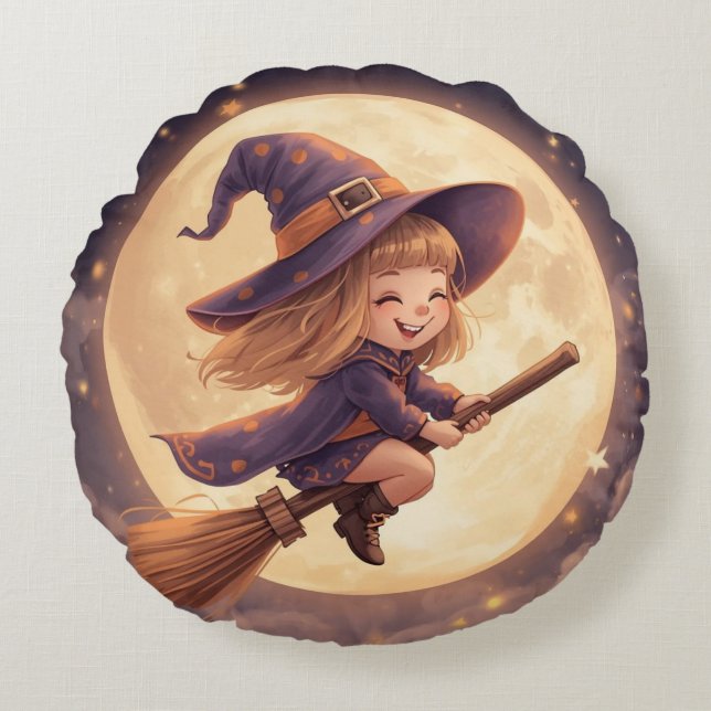 Almohada de Halloween Bruja redonda - Decoración e (Anverso)