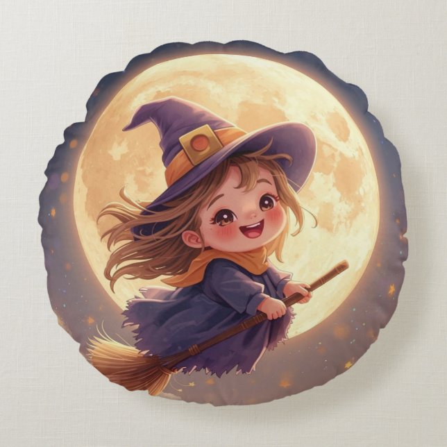 Almohada de Halloween Bruja redonda - Decoración e (Anverso)