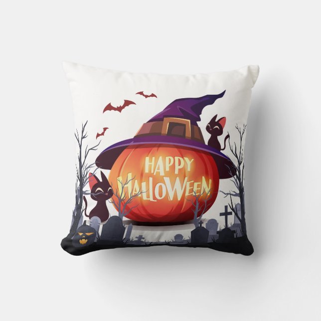 Almohada de Halloween - Calabaza y magia nocturna (Anverso)