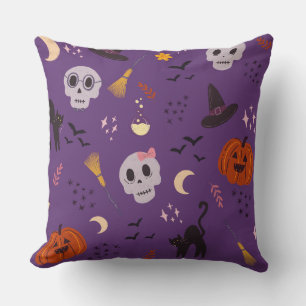 Almohada de Halloween – Calaveras, Calabazas, Gato