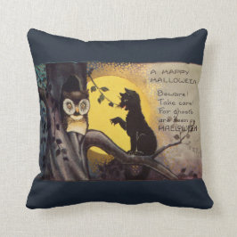 Almohada de Halloween con advertencia de gato