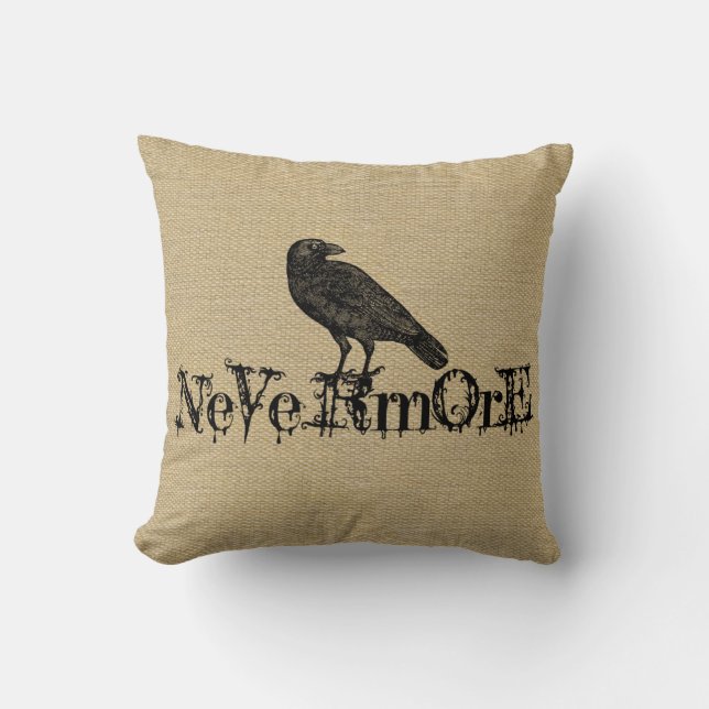 Almohada de Halloween con aspecto de arpillera (Anverso)