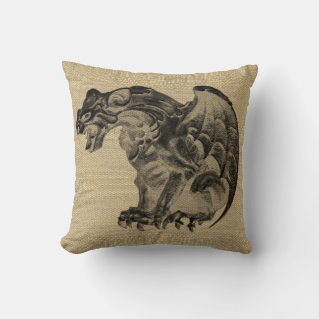 Almohada de Halloween con aspecto de arpillera (Anverso)