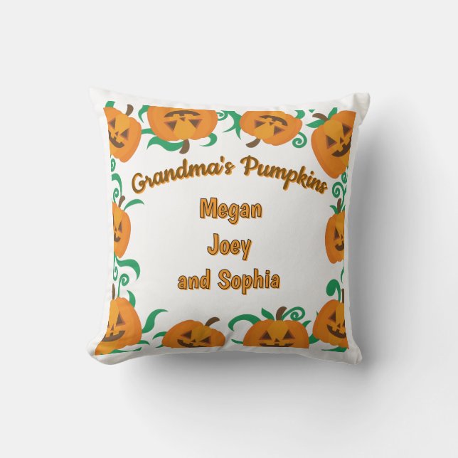 Almohada de Halloween con calabazas de la abuela p (Anverso)