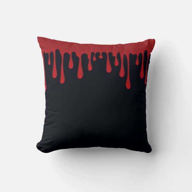Almohada de Halloween con gotas de sangre roja que (Anverso)