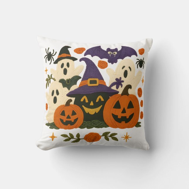 Almohada de Halloween Cuidada - Fantasmas Adorable (Anverso)