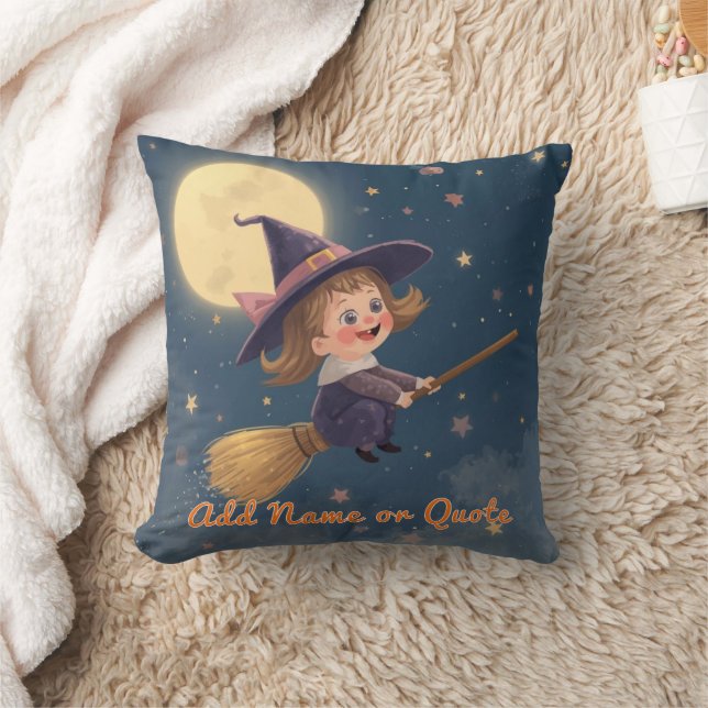 Almohada de Halloween de Bruja Cuta - Texto editab (Manta)