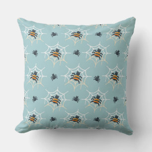 Almohada de Halloween de color azul claro con arañ