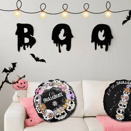 Almohada de Halloween de cráneo inspirada en Kawai