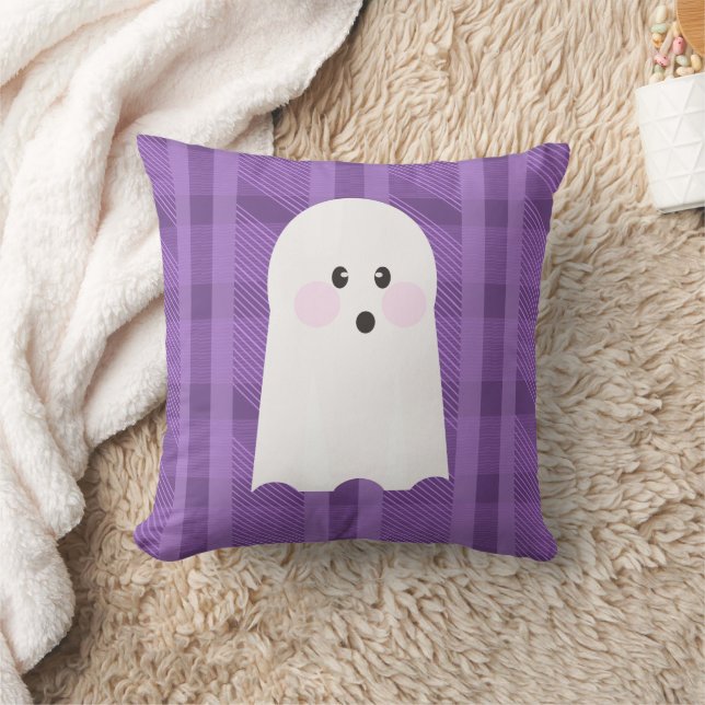 Almohada de Halloween de Cuadros Morada Fantasma (Manta)