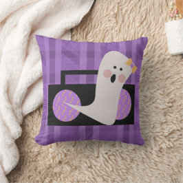 Almohada de Halloween de cuadros morados con fanta