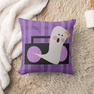 Almohada de Halloween de cuadros morados con fanta
