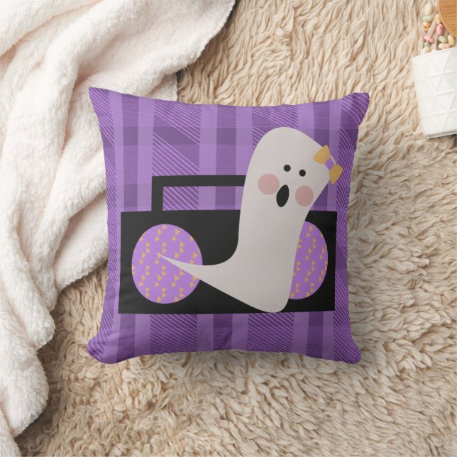 Almohada de Halloween de cuadros morados con fanta (Manta)