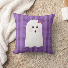 Almohada de Halloween de Cuadros Morados Fantasma 