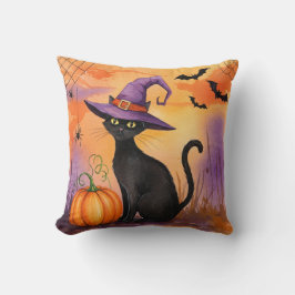 Almohada de Halloween de felina negra