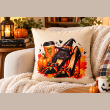 Almohada de Halloween de Gato Negro Brujo – Tacone
