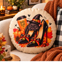 Almohada de Halloween de Gato Negro Brujo – Tacone