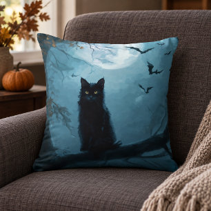 Almohada de Halloween de Gato Negro Gótico