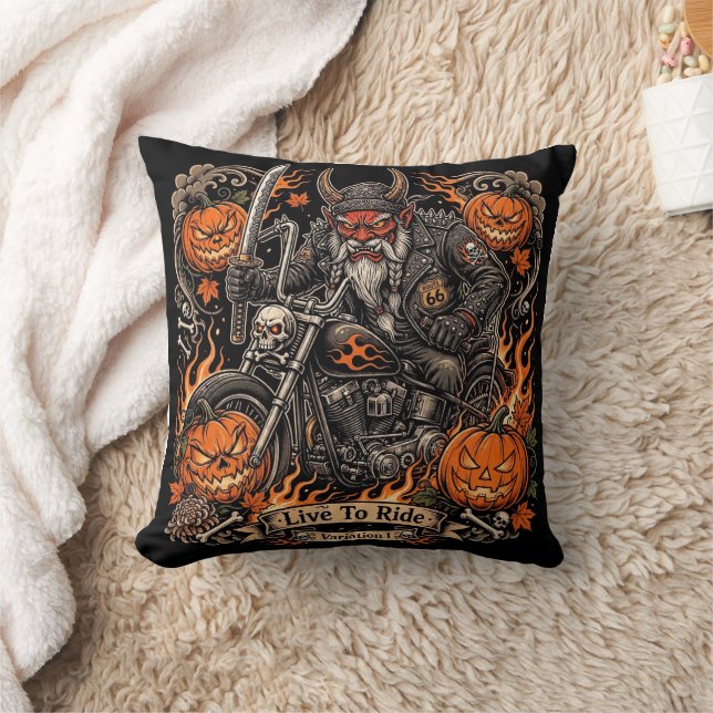 Almohada de Halloween de Oni Samurai Motero - Vive (Manta)