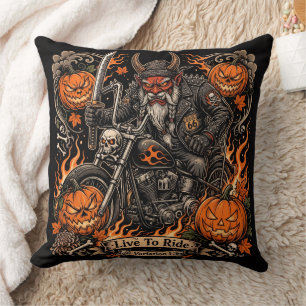 Almohada de Halloween de Oni Samurai Motero - Vive