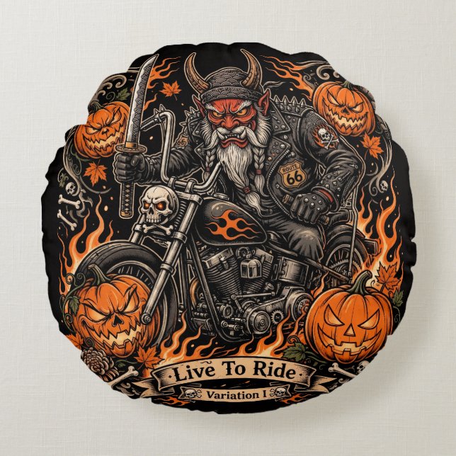 Almohada de Halloween de Oni Samurai Motero - Vive (Anverso)